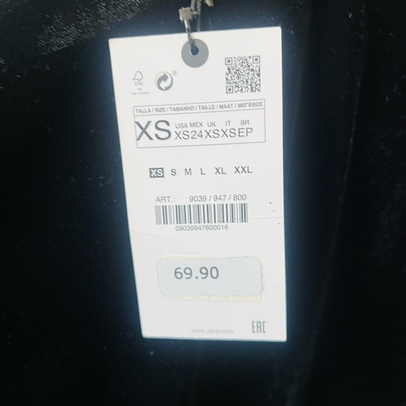 NWT Zara Black velvet Bishop Sleeve Mock Neck Cocktail Dress - Picture 2 of 8